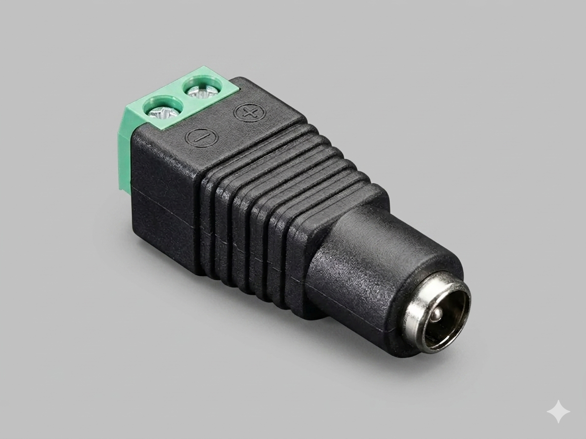 2.5mm DC Power Male Plug / Female Jack Adapter to Terminal Block