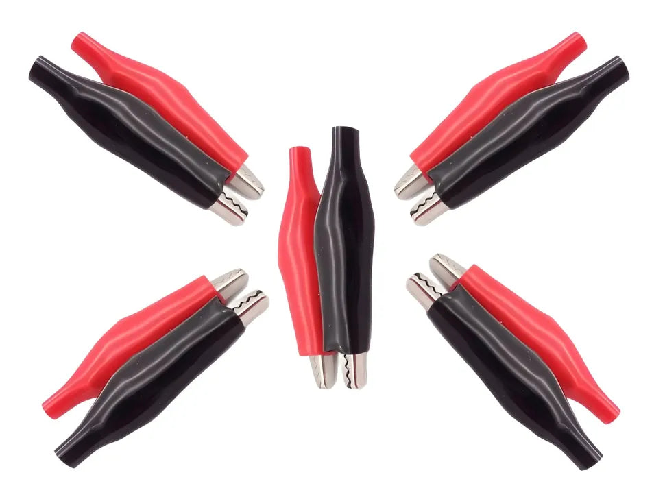 5A Red & Black Crocodile Alligator Clips - Pack of 10