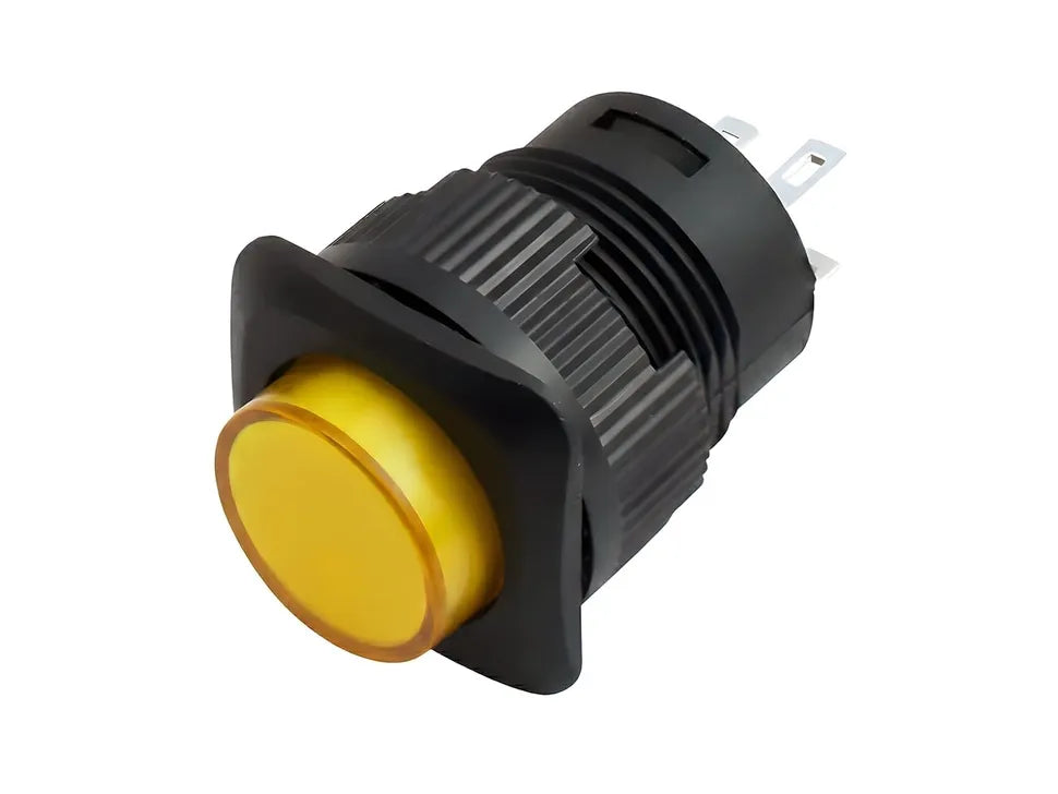 16mm Square Panel Mount Latching On & Off Pushbutton Switch