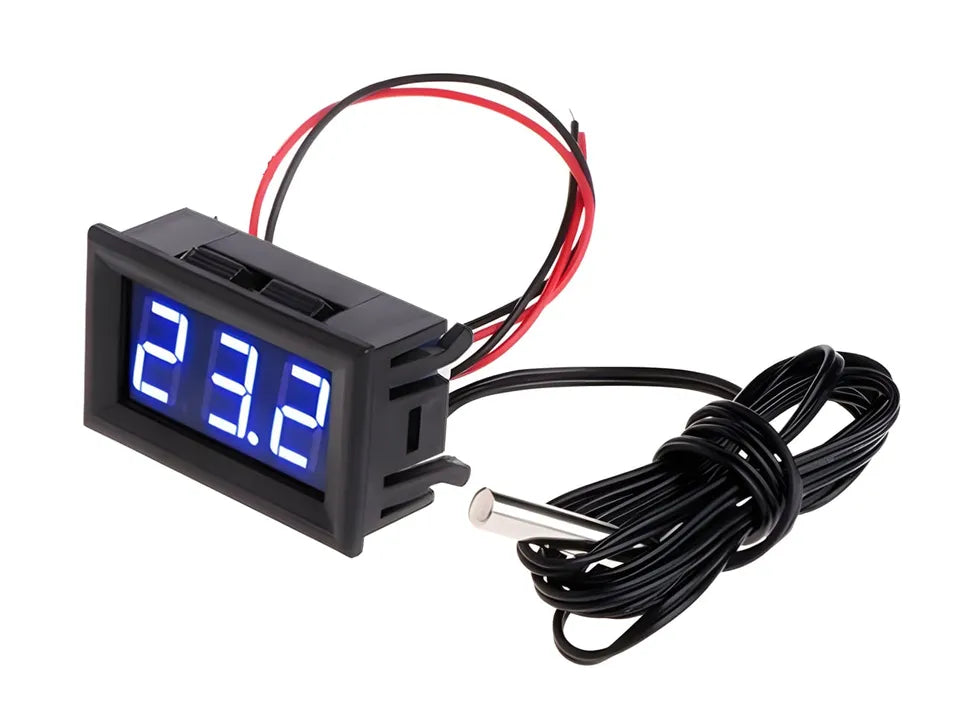 12V DC Digital Thermometer Probe with 0.56 inch LED Display Panel