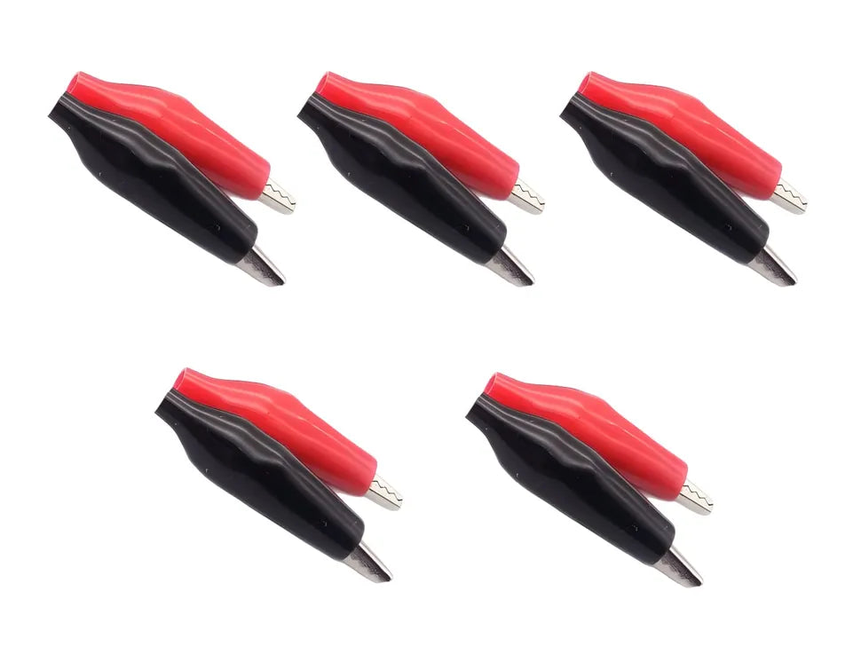5A Red & Black Crocodile Alligator Clips - Pack of 10
