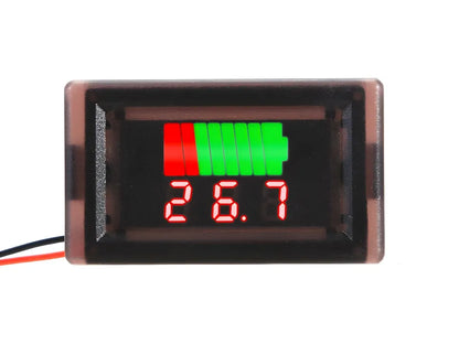 2-wire Battery Capacity Voltmeter with 0.56 inch Waterproof LED Display Panel - 12V ~ 60V DC