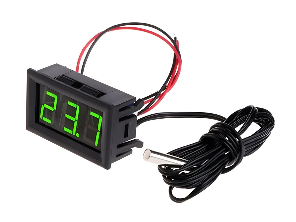 12V DC Digital Thermometer Probe with 0.56 inch LED Display Panel