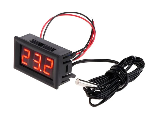 12V DC Digital Thermometer Probe with 0.56 inch LED Display Panel